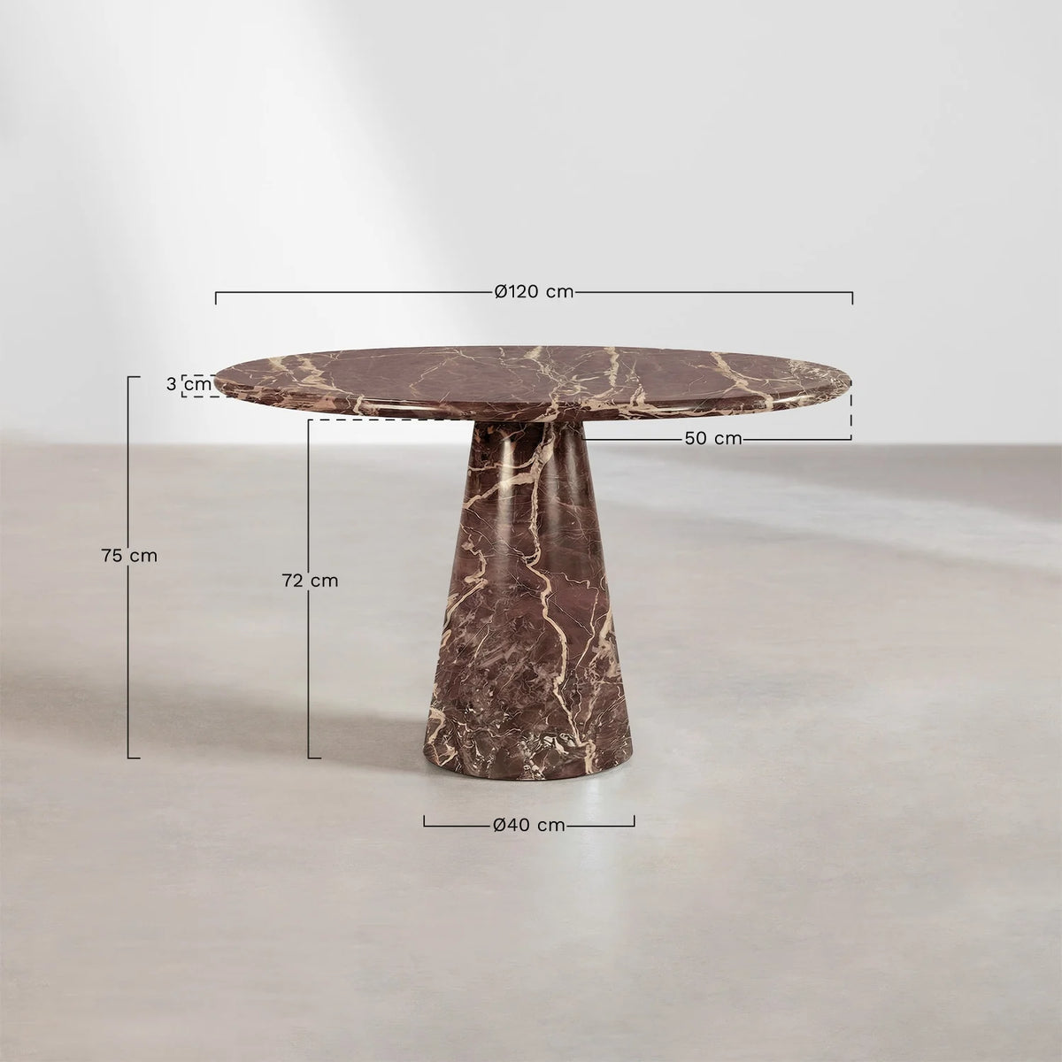 Table de salle à manger ronde Ø120 cm en marbre PAISANA